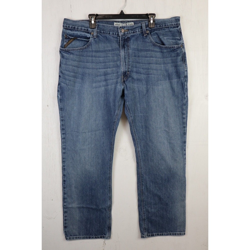 Mens Ariat Legacy M4 Relaxed Bootcut Size 40x32 Cotton Denim Jeans Blue Workwear